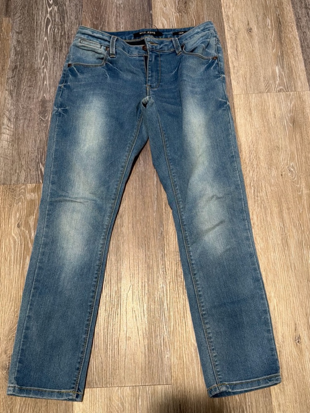 Max Jeans Washed Blue Slim Straight Jeans